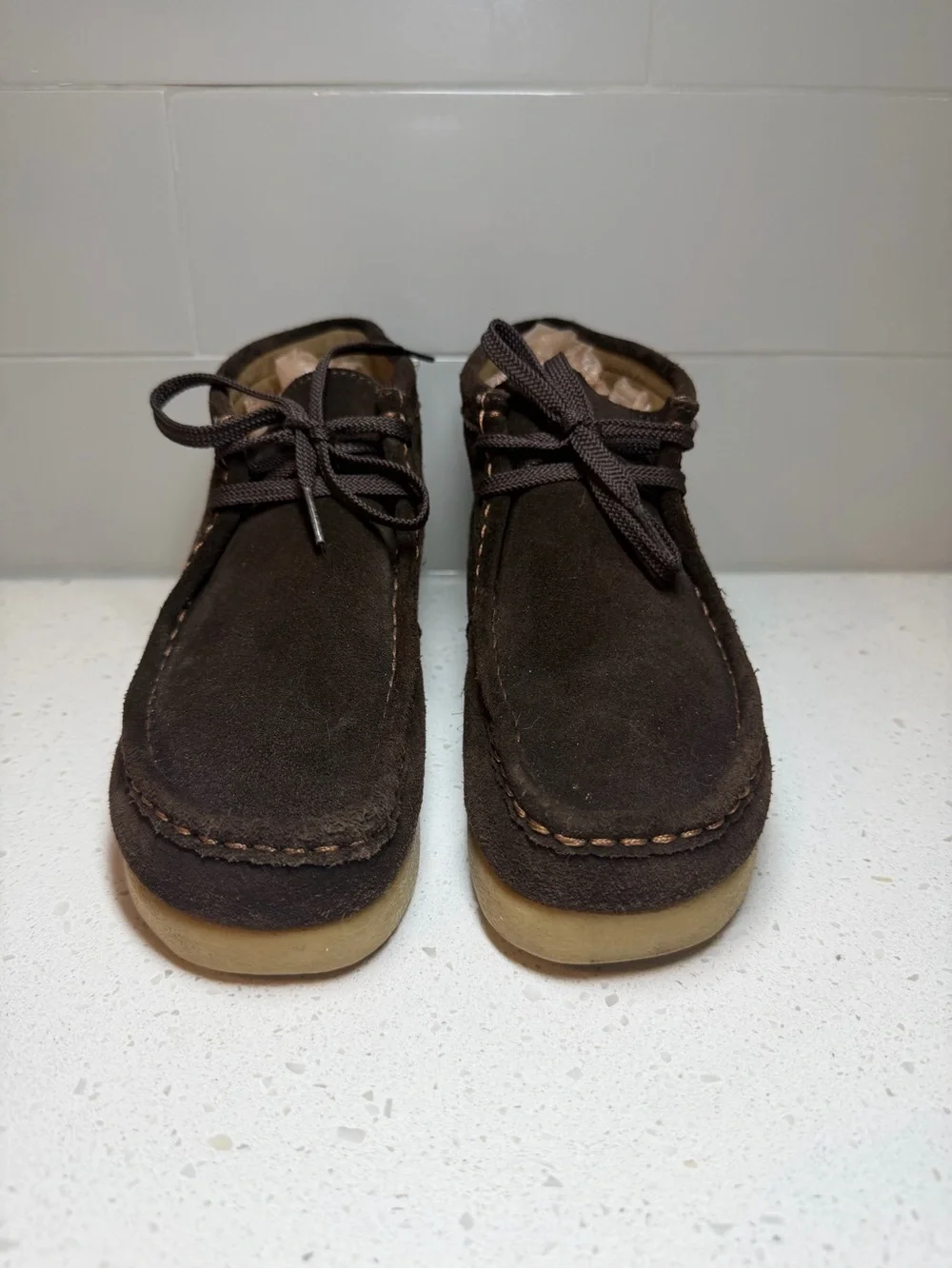 Clarks Men’s Chukka Boots Dark Brown Suede Stinson shoes hi ankle men’s size 8